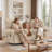 Recliner Chair, 360° Swivel Recliner with Heat & Massage, Chenille Upholstered Manual Recliners with Side Pockets-1120547568