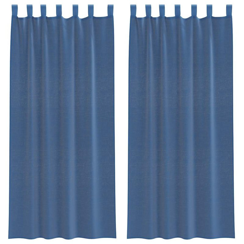 Voile Curtains With Tab Top 2 Pcs, 140cm Width x 245cm Drop, Royal Blue