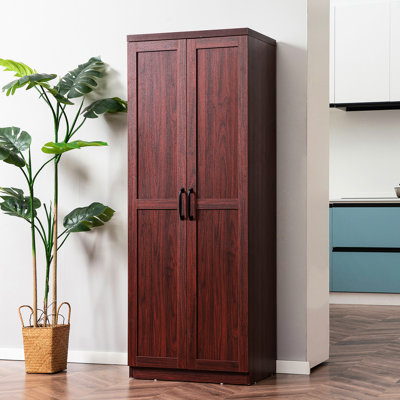 Garde-manger de 63 po à 2 portes pour la chambre à coucher, 5 tablettes et 2 tablettes réglables, espaces de salle à manger avec armoires colorées, avec tablettes fonctionnelles