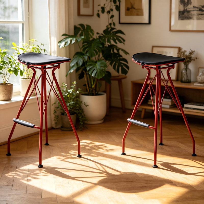 Ensemble de 2 tabourets de bar 30 po, Gris / rouge