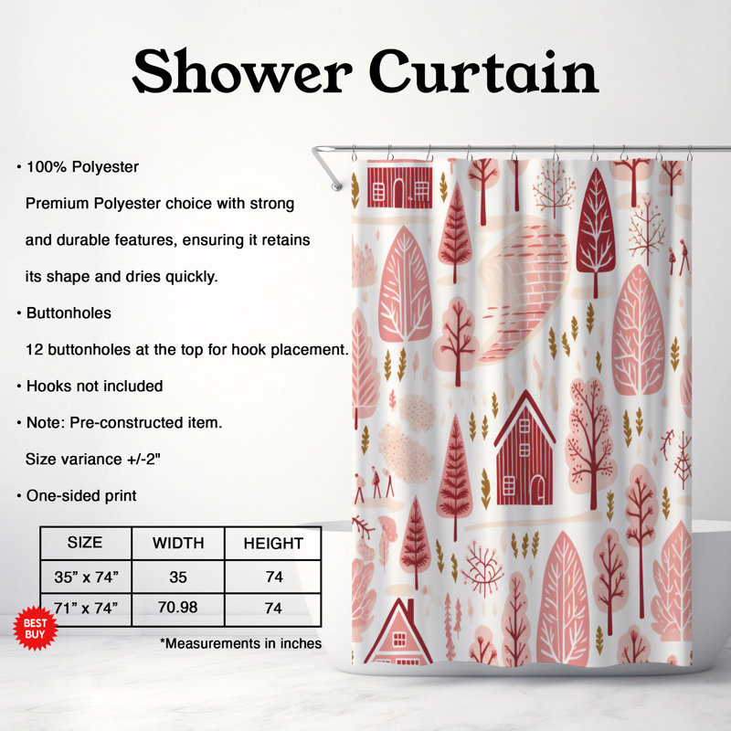 Rideau de douche Snowy Burg - Premium, H 74 po x l 71 po