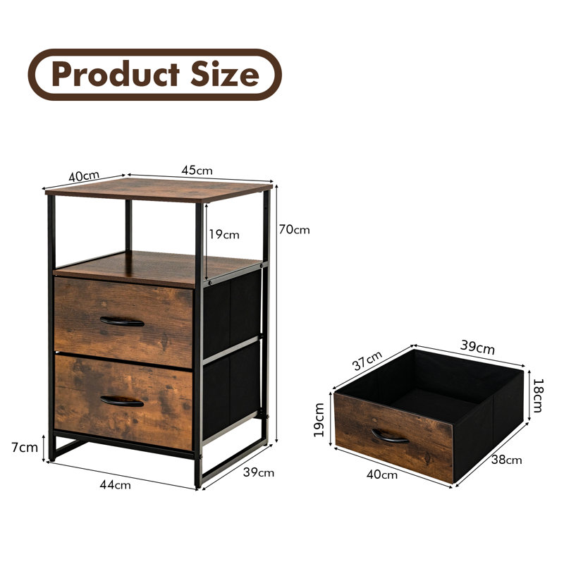 Freeville 45cm W Bedside Table