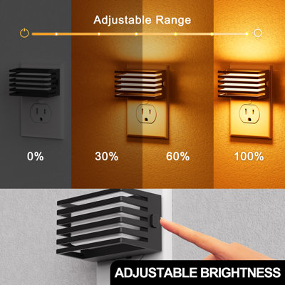Nightstand Lights, Amber 2000K, Grille Design, 3-Level Dimmer, Light Sensor