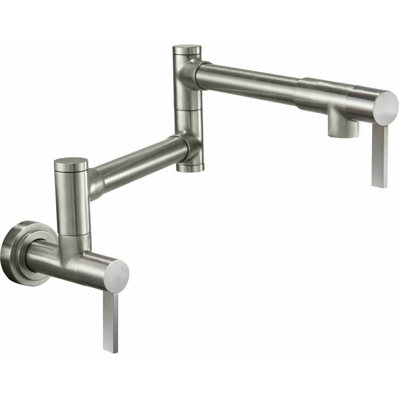 Corsano Contemporary Pot Filler Dual Handle Wall with FB Series Handle, Satin Brass
