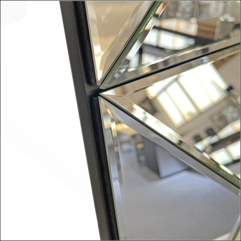 Grand miroir mural carré en verre biseauté 3D