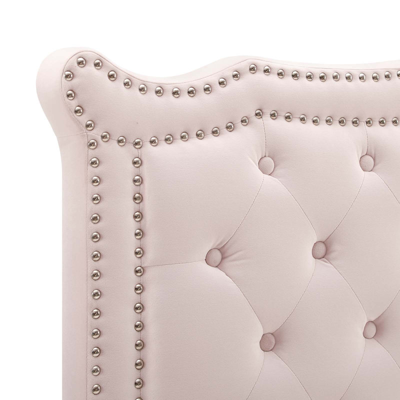 Louisa Tufted Performance Velvet Headboard, King, Pink