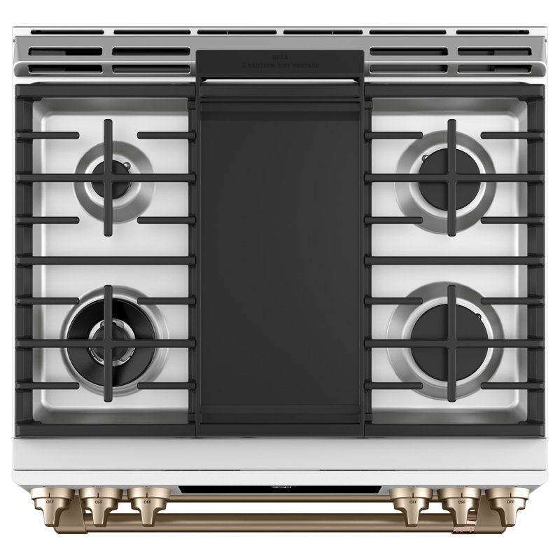 Café 30" 7 cu. ft. Smart Slide-in Dual Fuel Range with Griddle, Matte White