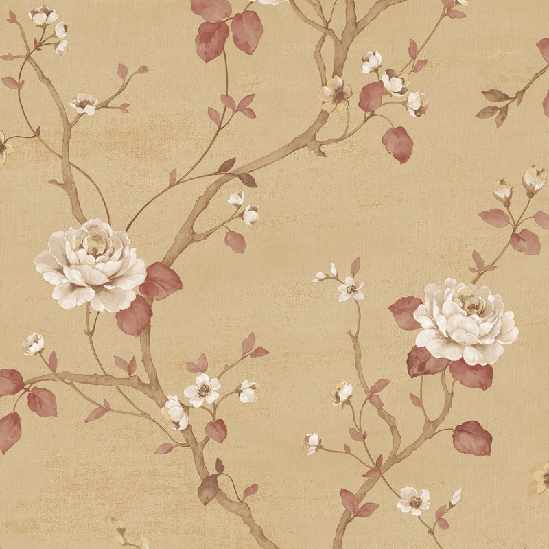 Moffitt 10m x 53cm Textured Satin Wallpaper Roll, Red/Gold