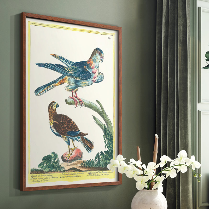 «Pastel Birds III», reproduction encadrée - bois massif, Brun, H 14 po x l 11 po