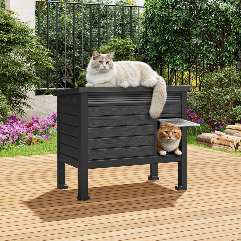 Maison de chat chauffée pour l'extérieur, maison de chat extérieure en plastique résistante aux intempéries avec chaleur