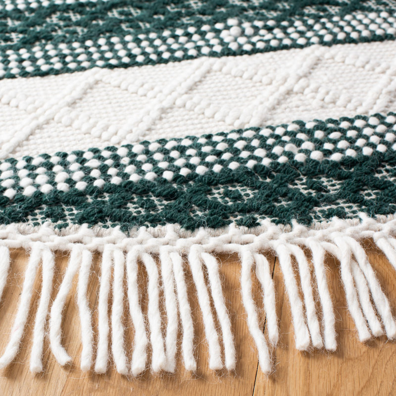 Tapis rayé en laine Natura, Rond 6 pi