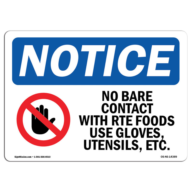 Panneau «No Bare contact with Rte Foods»