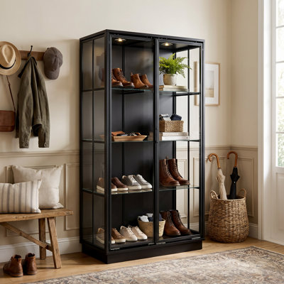 Range-chaussures en verre avec DEL