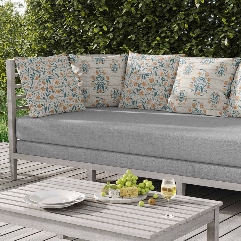 Sophisticated Floral Indoor/Outdoor Pillow, Square 16", Orange