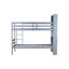 Lit simple superposé avec tablettes, bois d'hévéa gris, garde-corps et lit détachable à 2 lits, structure en bois avec rangement pour tête de lit bibliothèque, lits convertibles et décoratifs-130429144