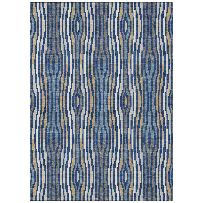 Machine Washable Indoor/Outdoor Chantille ACN2666 Modern Rug, Blue, 5' x 7'6"