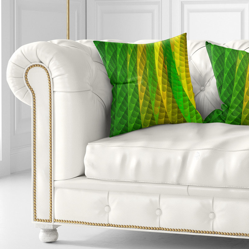 Conception psychédélique superposée - Coussin imprimé abstrait, 16 po x 1 po, Coussin décoratif, Vert