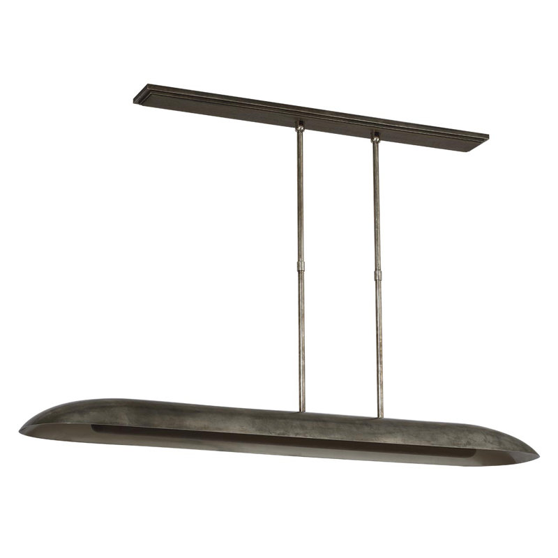 Anne-Marie Barton Remi 60" Linear Pendant, Mottled Pewter and Warm Walnut