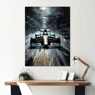 «Midnight Formule Car Race Track II» - art mural en métal