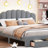 Upholstered Bed Frame With LED Lights, Modern Upholstered Princess Bed With Crown Headboard (Bed)-937374965-937374960