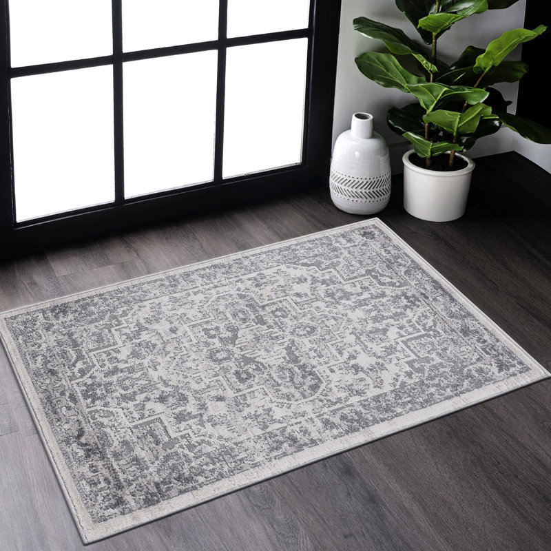 2X3 Silver Area Rug, Non-Shedding And Stain-, Enhances Bedroom, Living, Dining, Office Rug Silver, Stain , Suits Living Room,