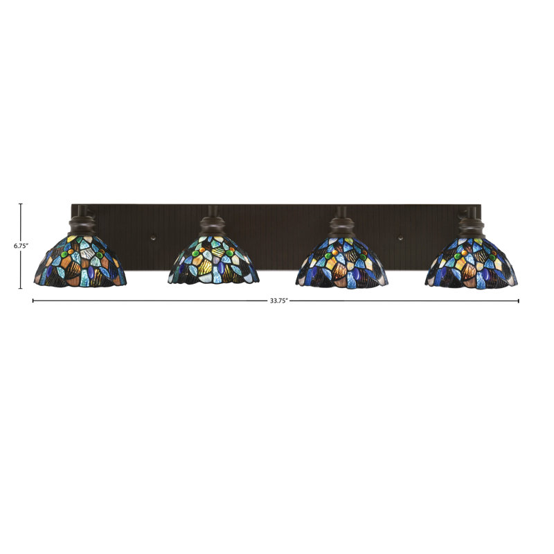 Edge 4 Light Bath Bar With 7" Glass, Espresso