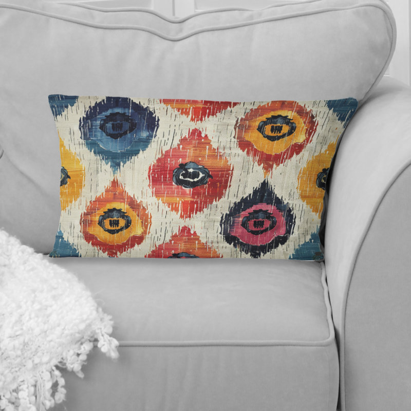 Coussin lombaire rétro rouge et noir géométrique I