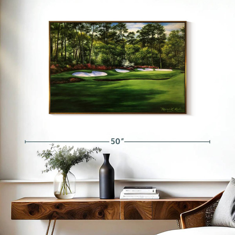 Augusta National 13th Hole I, Cadre flottant doré, 37 po x 25 po