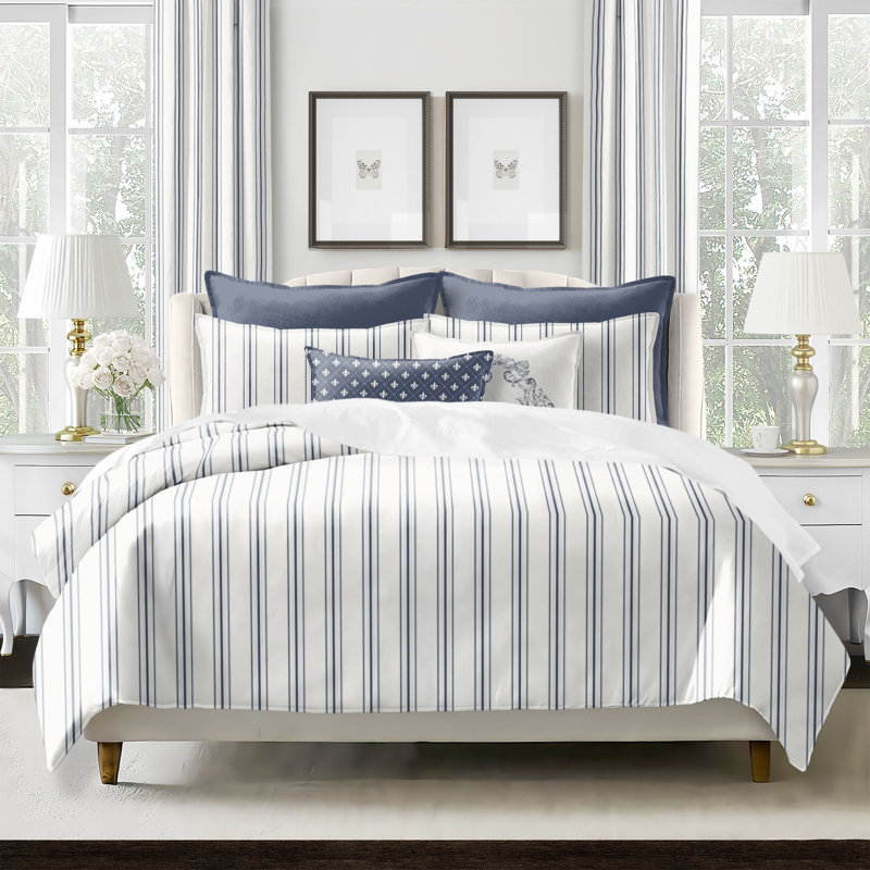 Full Size Denim Stripe Cotton Duvet Cover Set