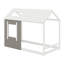 Structure de lit plate-forme en bois massif avec toit et fenêtre-1173100866