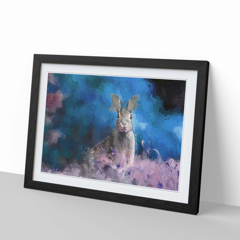 Curious Hare in Abstract - Framed Print, Black Framed, 48cm H x 65cm W x 2cm D