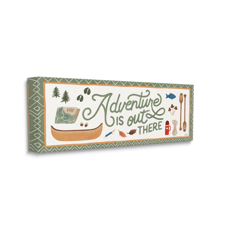 «Adventure out There», signe de la calligraphie d'automne par Laura Marshall - impression, Toile tendue