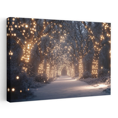 Magical Winter Lights Peaceful Serene Abstract Nature Tree, reproduction d'art murale
