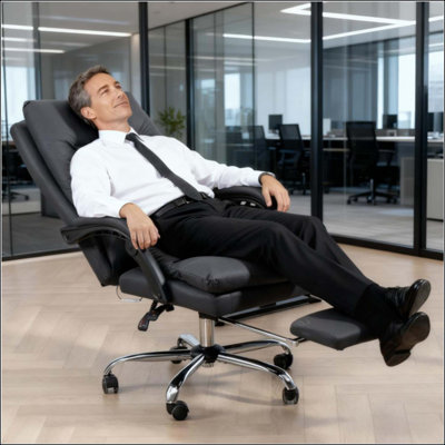 Microfibre Massage Office Chair, Heated Reclining Chair With Footrest