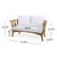 Causeuse d'extérieur en bois avec coussins - blanc / teck - l 55,50 po x P 27,00 po x H 25,50 po