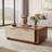 Expandable Wooden Coffee Table With Dual Storage Drawers, Featuring Dual-Tone Centerpiece & Sliding Tabletop, Versatile Hidden Compartment Rectangle Cocktail Table Ideal For Living Spaces