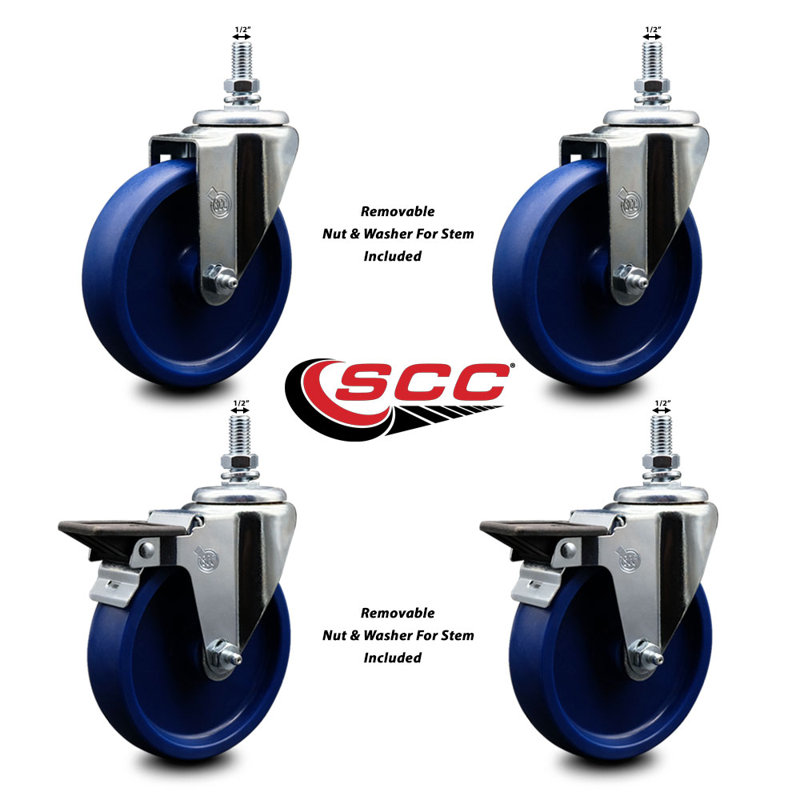 Polyurethane Wheel Swivel ½ Inch Threaded Stem Caster SCC