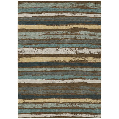 Sylira Brown Washable Indoor-Outdoor Rug - 