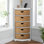 Armoire de coin, tiroir en bois massif, 5 tiroirs, pour petits espaces, blanc