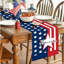 Chemin de table patriotique 4 juillet, chemin de table en lin avec drapeau américain à rayures