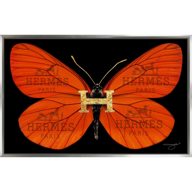«Hermes Butterfly (Horizontal)» par Jodi - impression, Cadre flottant argent, H 39,5 po x l 63,5 po x P 2 po