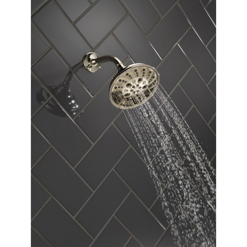 Pomme de douche à pluie double avec technologie H2Okinetic, Nickel poli