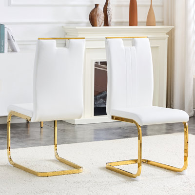 18.6" H PU Modern Armless Dining Chair with Metal Leg
