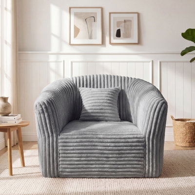 Canapé en mousse de velours côtelé de 23 po avec coussin, pour petits espaces et détente confortable