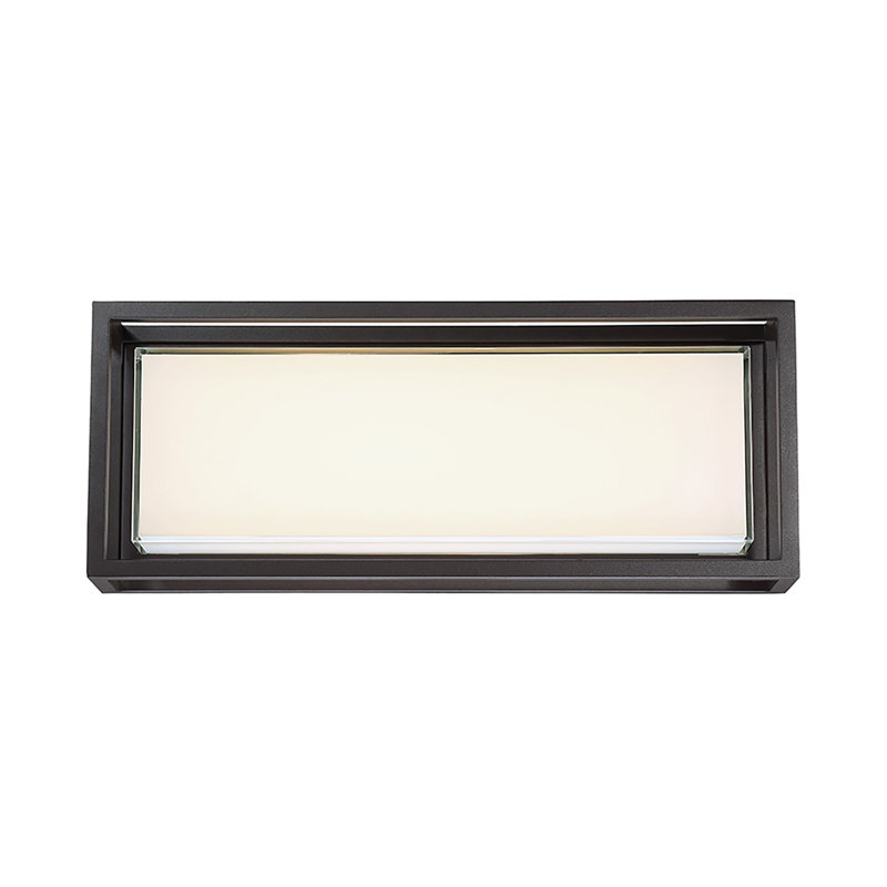 Plafonnier encastré d'extérieur avec cadre, H 8 po x l 20 po x P 4 po, Bronze
