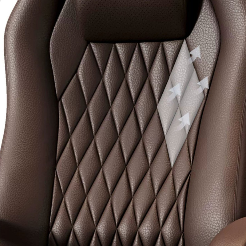 Dark Brown + Silver Hight adjustable Genuine Leather + Faux Leather + Aluminium Alloy Office Chair