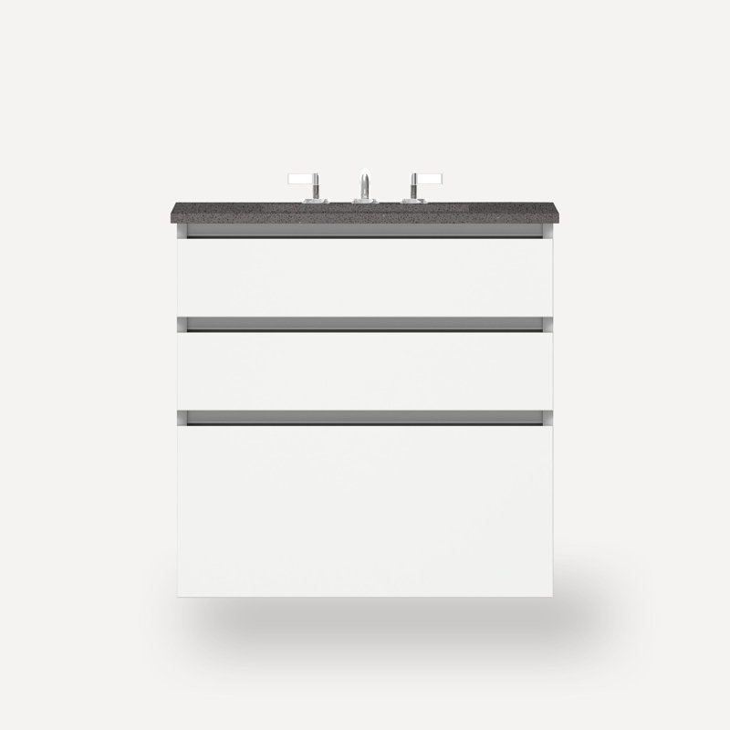 Cartesian Vanity 30" W (3 Drawers), Matte Sand, Lava Black