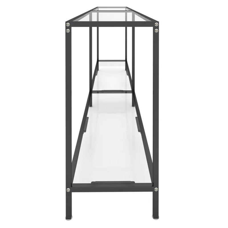 Hannmeike Glass Top Console Table, Transparent, 75.5 x 220 x 35 cm