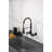 Matte Black 8 Inch Center Wall Mount Kitchen Faucet with Pull Down Sprayer-121293567