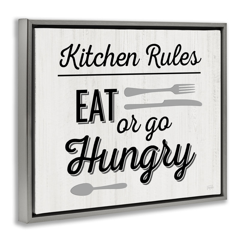 "Kitchen Rules or Go affamé", art mural sur toile flottante par Natalie Carpentieri, H 25 po x l 31 po